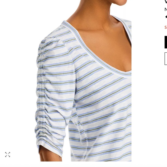 Veronica Beard Netto Striped Puff Sleeve Tee | Women’s Small | Elevated Casual - Picture 2 of 10